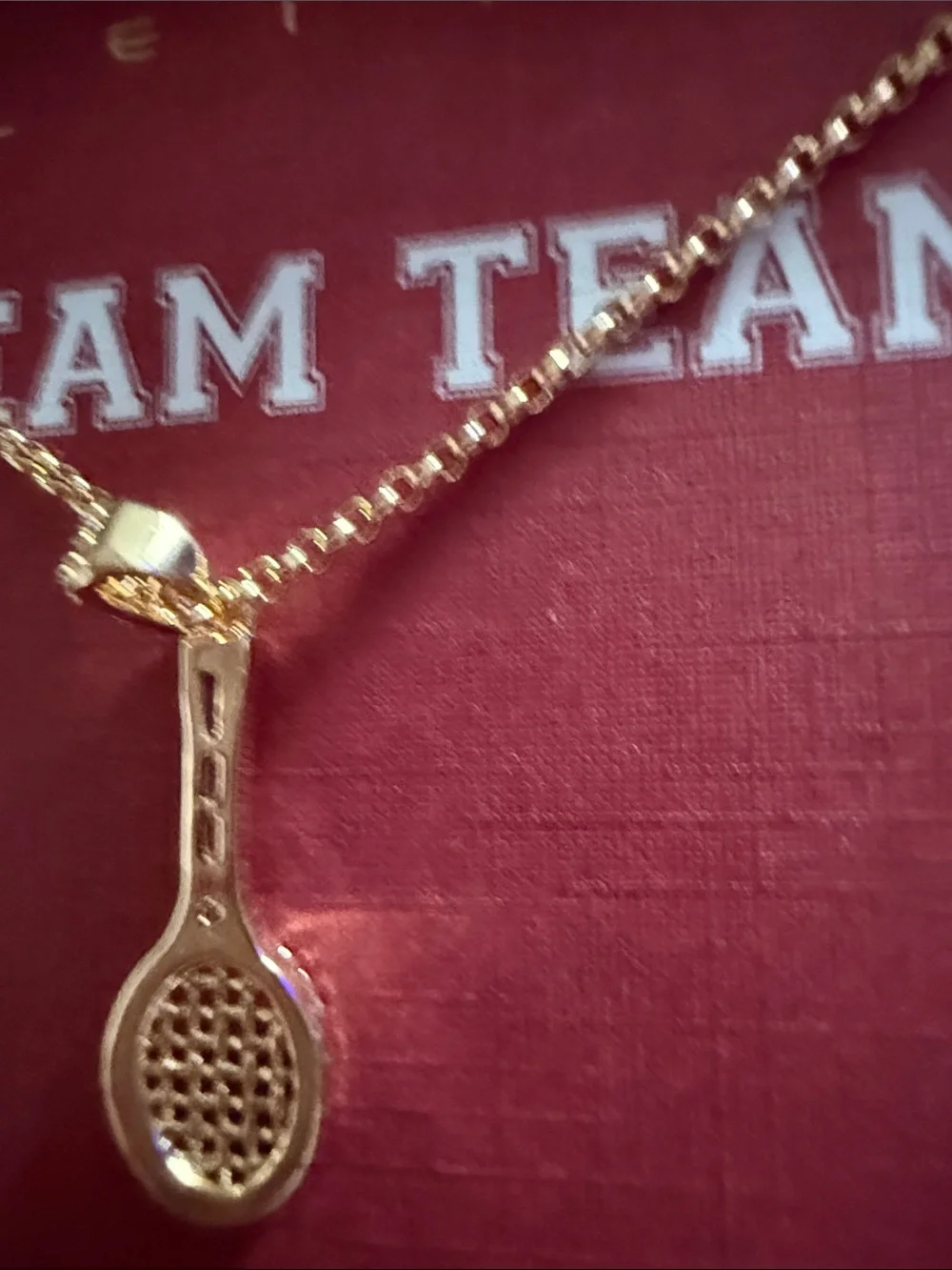 Leith Gold Tennis Racket Pendant Necklace